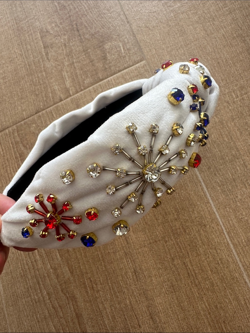 Brianna Cannon white headband with red white and blue stones 🇺🇸